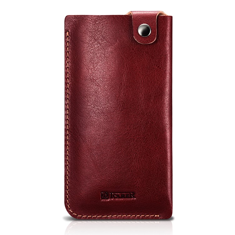ICARER Universal Vegetable Tanned Leather Pouch for iPhone 7 etc., Size: 155 x 82 x 3mm - Wine Red-3