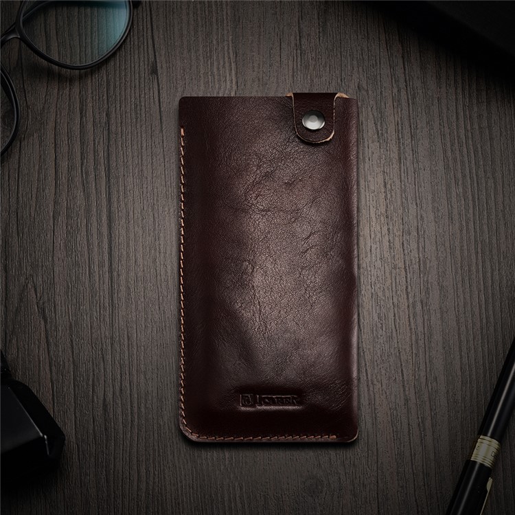 ICARER Universal Mobile Phone Leather Pouch for iPhone 8/7 etc., Size: 155 x 82 x 3mm - Coffee-1