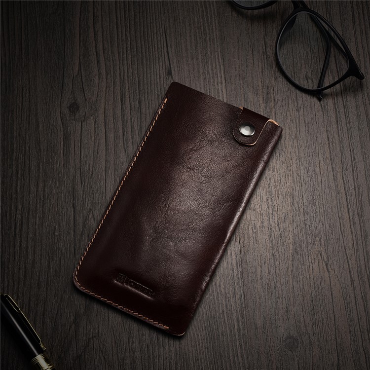 ICARER Universal Mobile Phone Leather Pouch for iPhone 8/7 etc., Size: 155 x 82 x 3mm - Coffee-2