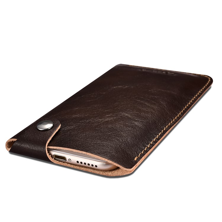 ICARER Universal Mobile Phone Leather Pouch for iPhone 8/7 etc., Size: 155 x 82 x 3mm - Coffee-3