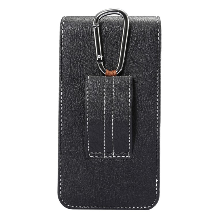 Elephant Texture Universal Vertical Leather Holster Case with Card Slot and Carabiner, Inner Size: 17x8x1cm - Black-3