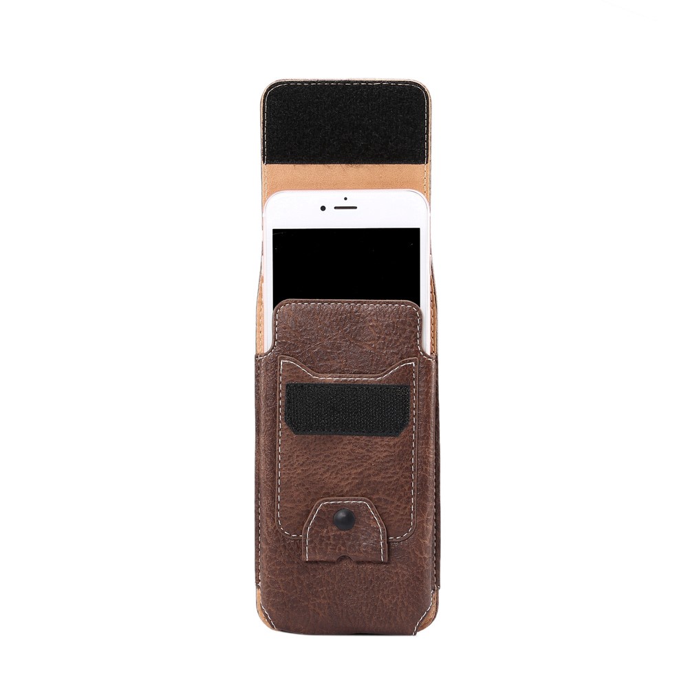 Elephant Texture Vertical Leather Holster Pouch Card Holder with Carabiner, Inner Size: 17x8x1cm - Coffee-4