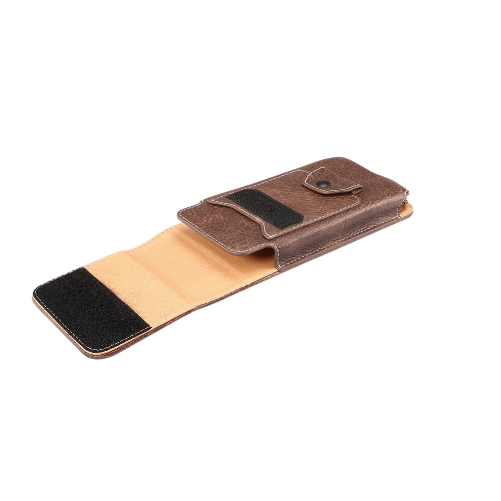 Elephant Texture Vertical Leather Holster Pouch Card Holder with Carabiner, Inner Size: 17x8x1cm - Coffee-8