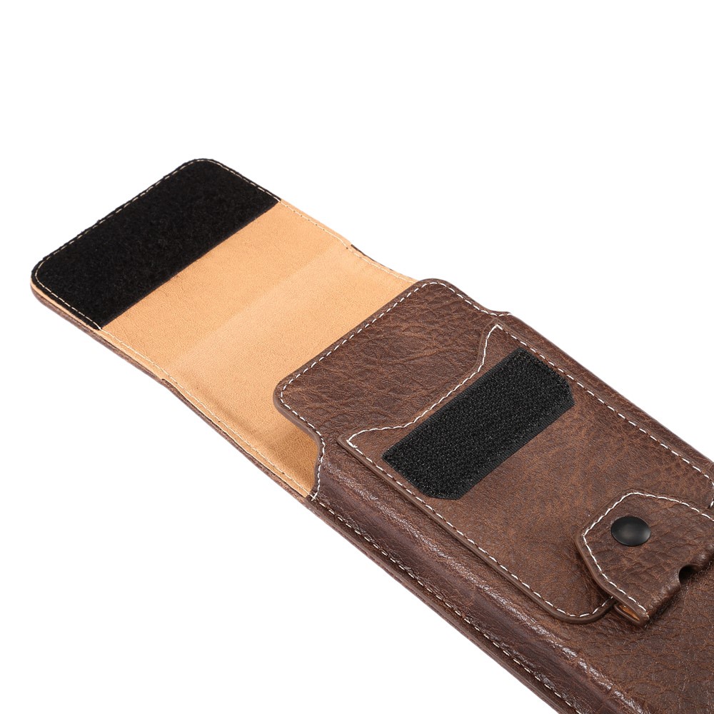 Elephant Texture Vertical Leather Holster Pouch Card Holder with Carabiner, Inner Size: 17x8x1cm - Coffee-9