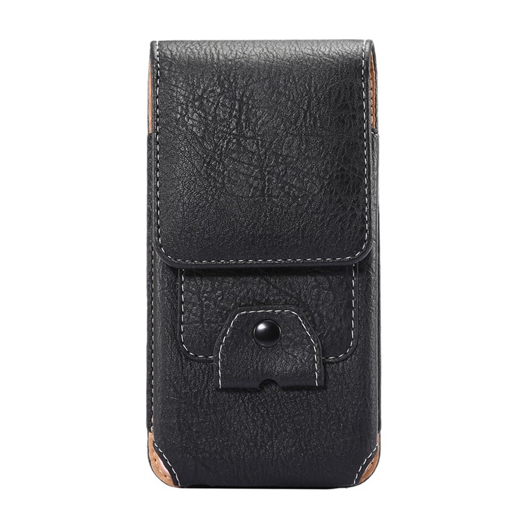 Elephant Texture Vertical Leather Holster Card Slot Mobile Case with Carabiner, Inner Size: 14x7.5x1cm - Black-1