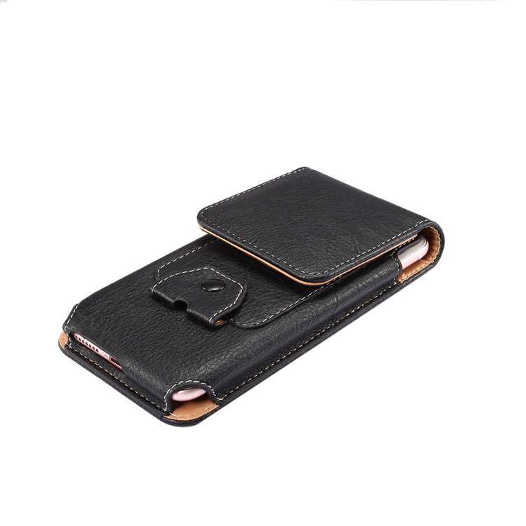 Elephant Texture Vertical Leather Holster Card Slot Mobile Case with Carabiner, Inner Size: 14x7.5x1cm - Black-6