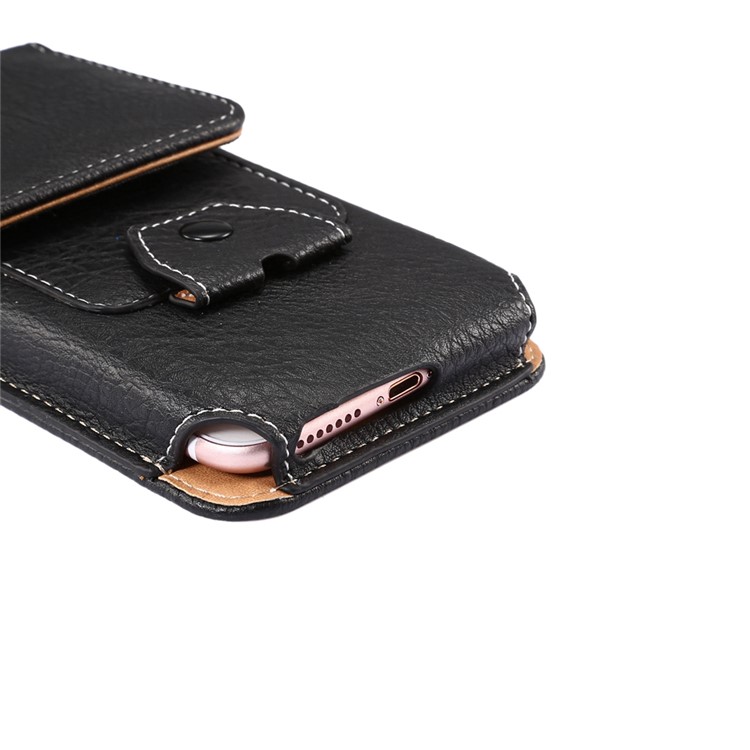Elephant Texture Vertical Leather Holster Card Slot Mobile Case with Carabiner, Inner Size: 14x7.5x1cm - Black-9