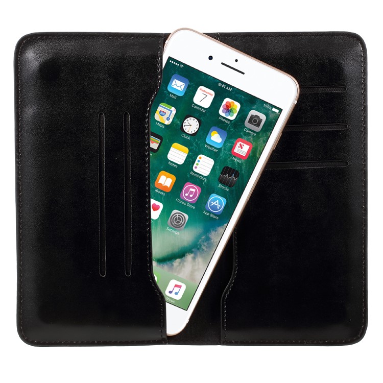 JDK Universal Leather Case Wallet for iPhone 7 Plus / Samsung Galaxy A7 (2017), Inner Size: 168 x 80mm - Black-5