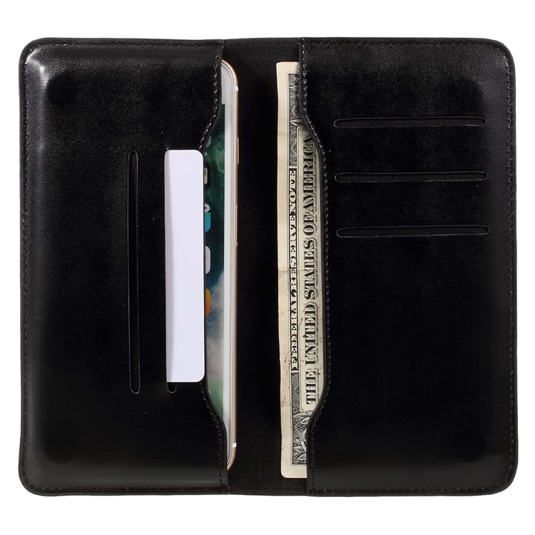 JDK Universal Leather Case Wallet for iPhone 7 Plus / Samsung Galaxy A7 (2017), Inner Size: 168 x 80mm - Black-6