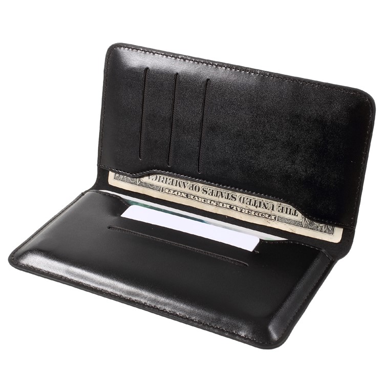 JDK Universal Leather Case Wallet for iPhone 7 Plus / Samsung Galaxy A7 (2017), Inner Size: 168 x 80mm - Black-7