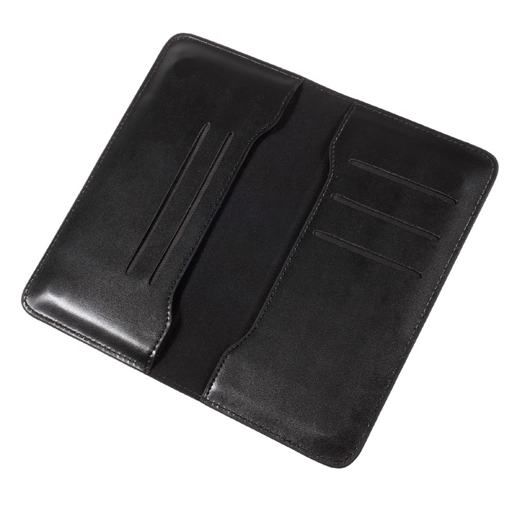 JDK Universal Leather Case Wallet for iPhone 7 Plus / Samsung Galaxy A7 (2017), Inner Size: 168 x 80mm - Black-8