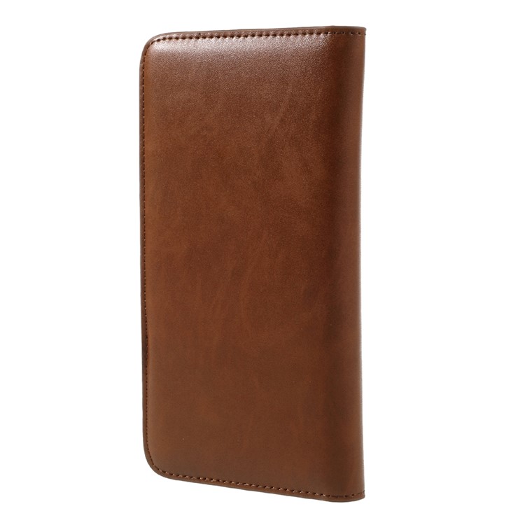 JDK Universal Leather Case Wallet Cover for iPhone 8 Plus/7 Plus / Samsung Galaxy A7 (2017), Inner Size: 168 x 80mm - Brown-2