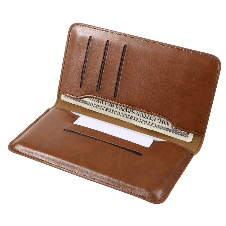 JDK Universal Leather Case Wallet Cover for iPhone 8 Plus/7 Plus / Samsung Galaxy A7 (2017), Inner Size: 168 x 80mm - Brown-5