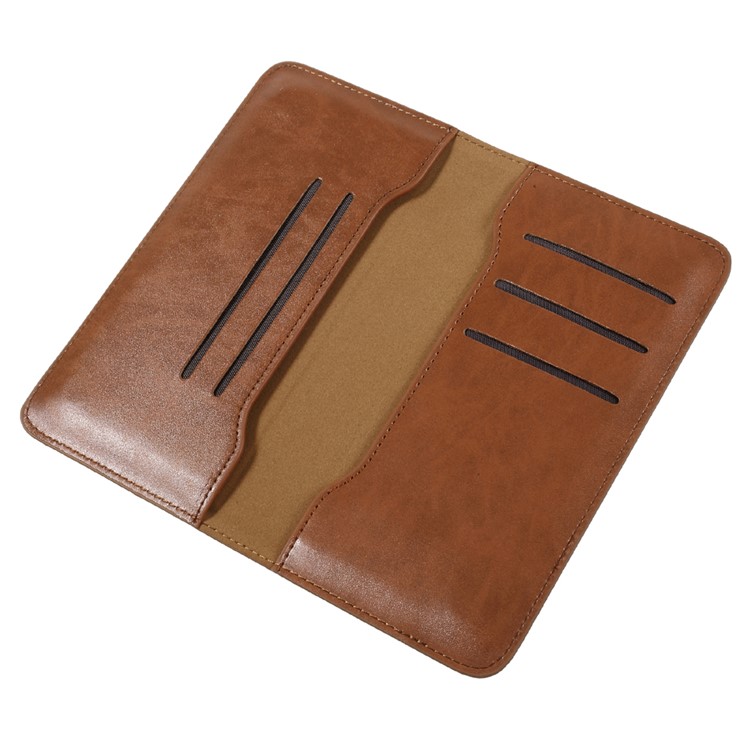 JDK Universal Leather Case Wallet Cover for iPhone 8 Plus/7 Plus / Samsung Galaxy A7 (2017), Inner Size: 168 x 80mm - Brown-7