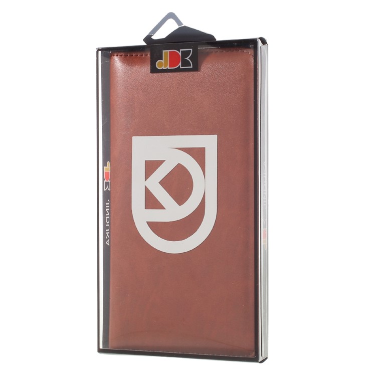 JDK Universal Leather Case Wallet Cover for iPhone 8 Plus/7 Plus / Samsung Galaxy A7 (2017), Inner Size: 168 x 80mm - Brown-8