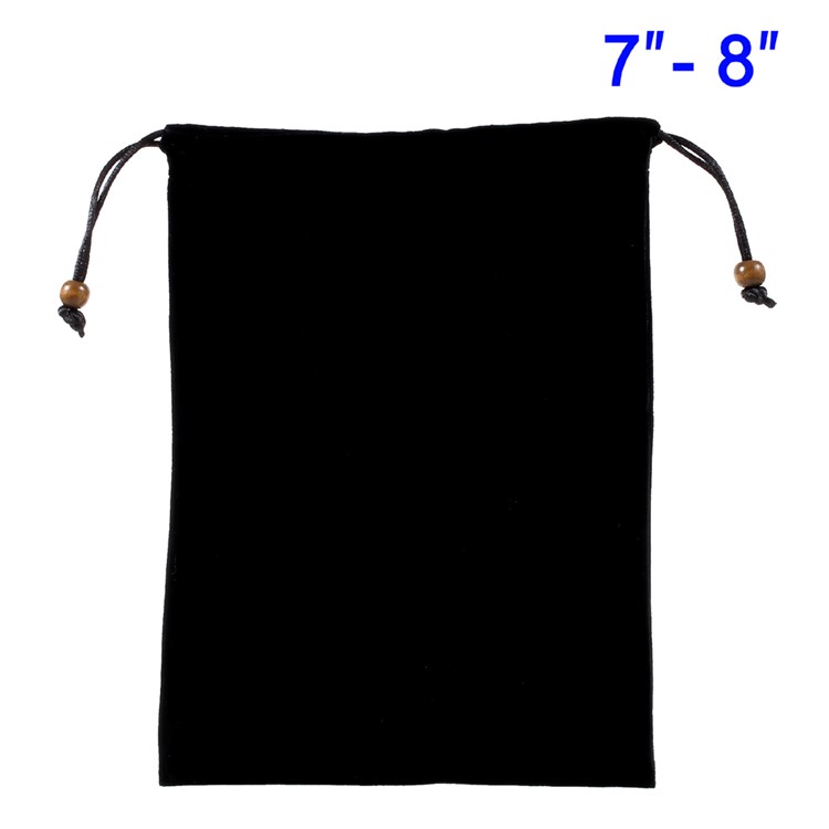 Universal Cotton Flannel Pouch Bag with Drawstring for 7-8 inch Phones and Tablets, Size: 22x16cm - Black-1