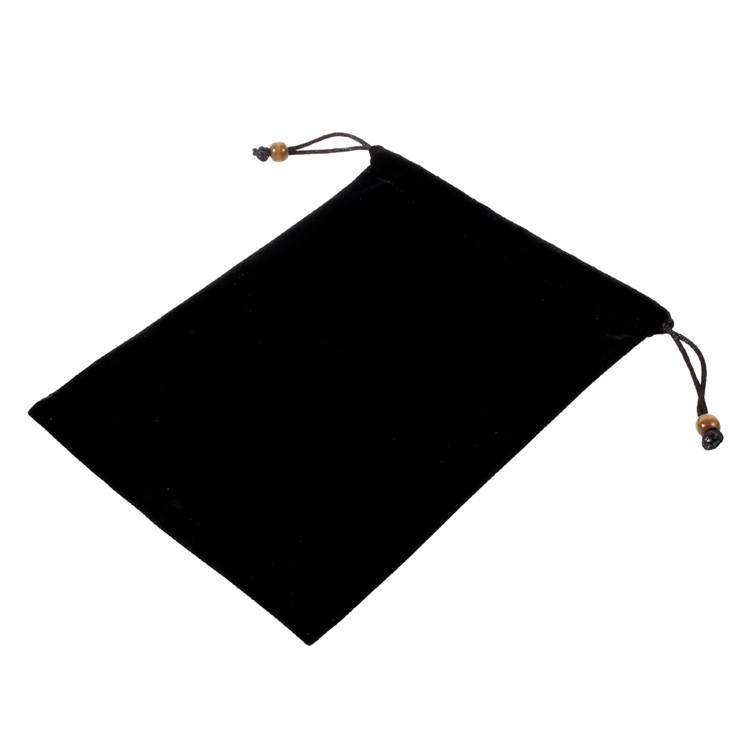 Universal Cotton Flannel Pouch Bag with Drawstring for 7-8 inch Phones and Tablets, Size: 22x16cm - Black-4