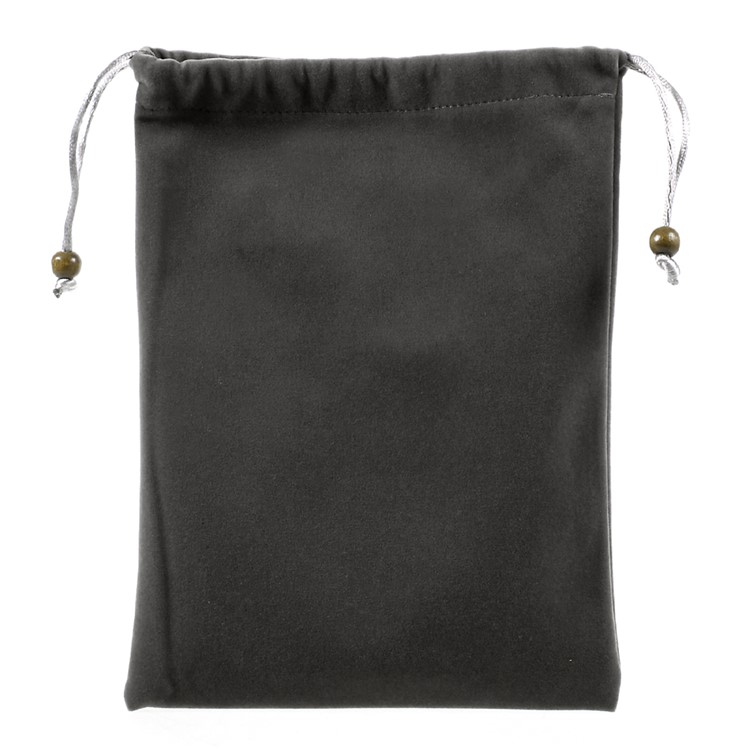 Universal Cotton Flannel Drawstring Bag for 7-8 inch Phones and Tablets, Size: 22x16cm - Grey-1