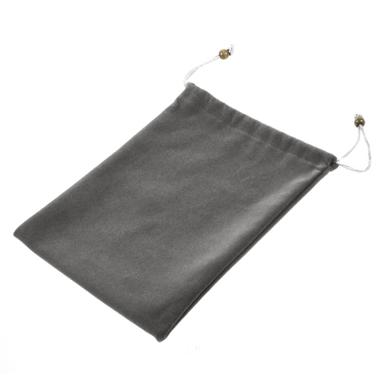 Universal Cotton Flannel Drawstring Bag for 7-8 inch Phones and Tablets, Size: 22x16cm - Grey-4