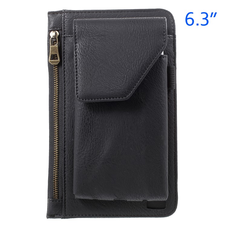 Universal Leather Holster Pouch Waist Bag for iPhone 7 Plus/6s Plus/6 Plus Etc - Black-1