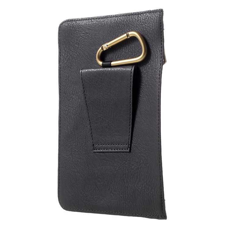 Universal Leather Holster Pouch Waist Bag for iPhone 7 Plus/6s Plus/6 Plus Etc - Black-3
