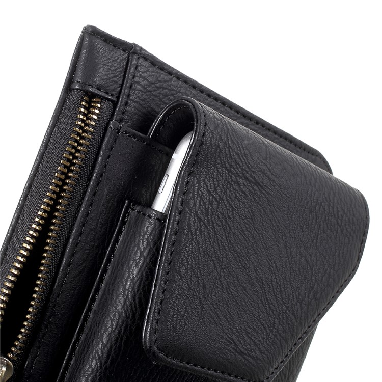 Universal Leather Holster Pouch Waist Bag for iPhone 7 Plus/6s Plus/6 Plus Etc - Black-5