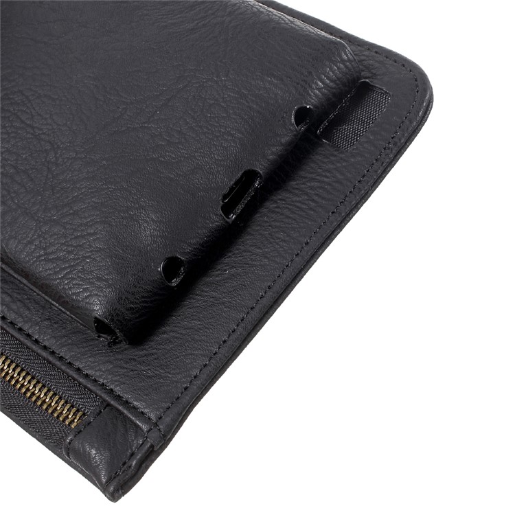 Universal Leather Holster Pouch Waist Bag for iPhone 7 Plus/6s Plus/6 Plus Etc - Black-7