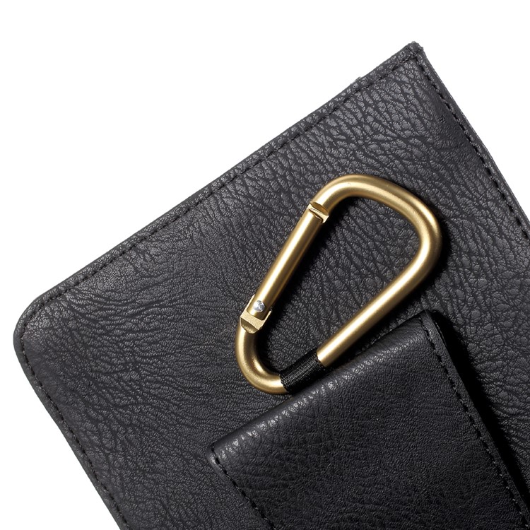 Universal Leather Holster Pouch Waist Bag for iPhone 7 Plus/6s Plus/6 Plus Etc - Black-8