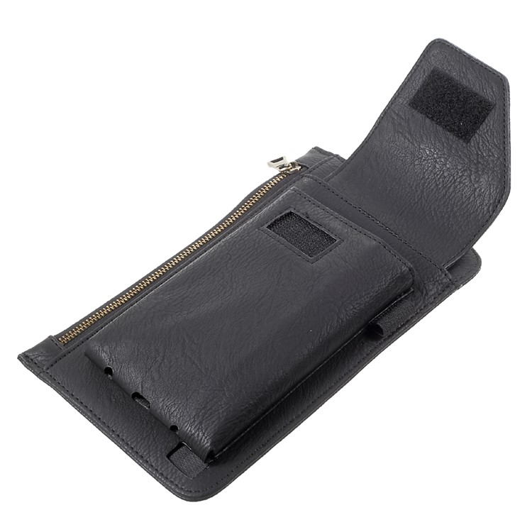 Universal Leather Holster Pouch Waist Bag for iPhone 7 Plus/6s Plus/6 Plus Etc - Black-9