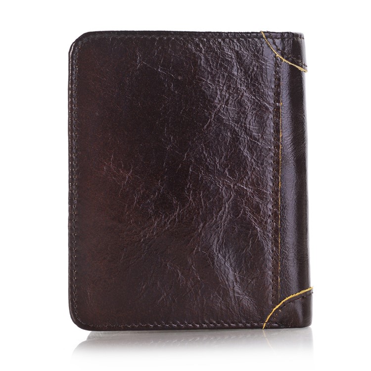 Bi-fold Genuine Leather Money Clip Short Purse Men's Wallet - Coffee-2