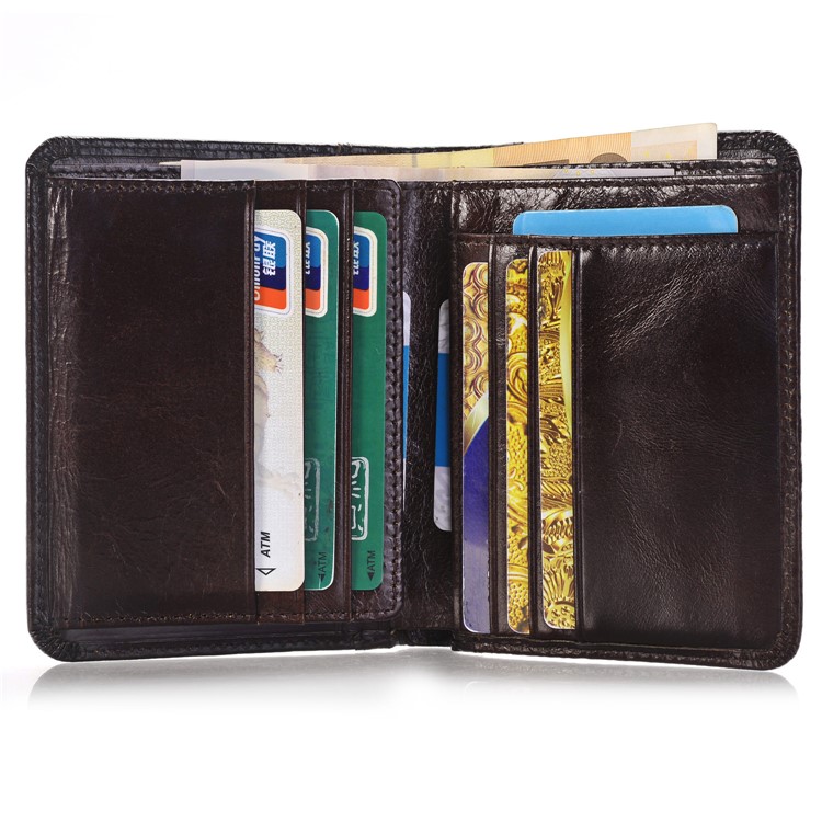 Bi-fold Genuine Leather Money Clip Short Purse Men's Wallet - Coffee-3