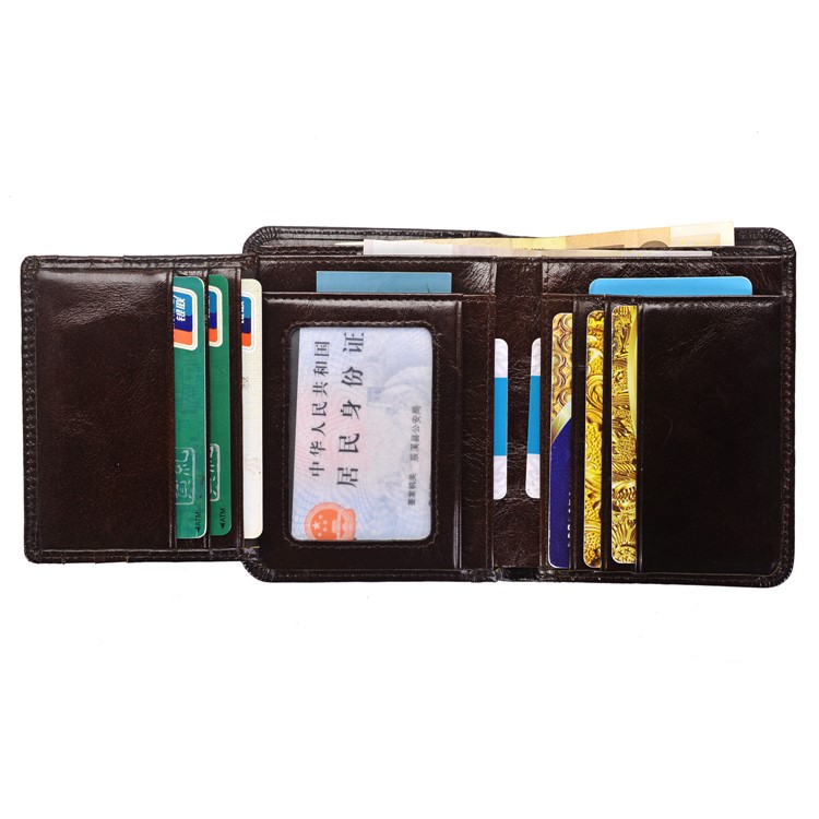 Bi-fold Genuine Leather Money Clip Short Purse Men's Wallet - Coffee-4