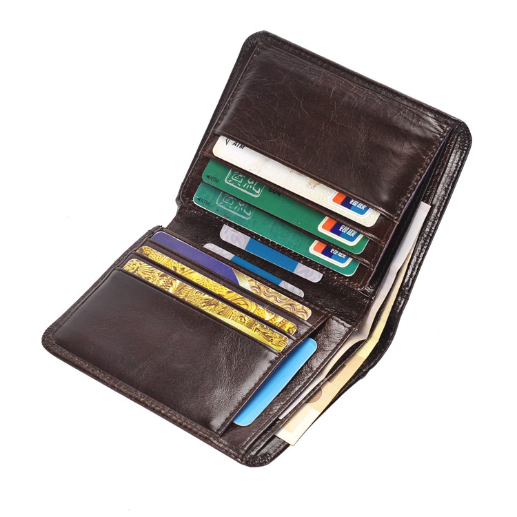 Bi-fold Genuine Leather Money Clip Short Purse Men's Wallet - Coffee-6