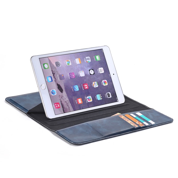 Crazy Horse Texture Origami Stand Leather Wallet Cover for ipad pro 9.7 - Blue-10