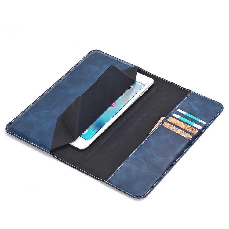 Crazy Horse Texture Origami Stand Leather Wallet Cover for ipad pro 9.7 - Blue-8