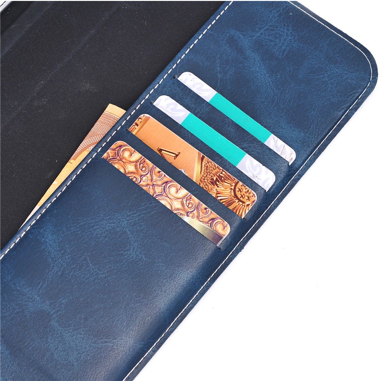 Crazy Horse Texture Origami Stand Leather Wallet Cover for ipad pro 9.7 - Blue-9
