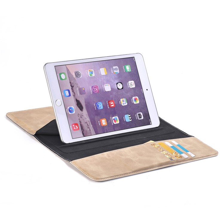 Origami Stand Wallet Universal Leather Cover for iPad Pro 12.9 Inch Etc - Khaki-5