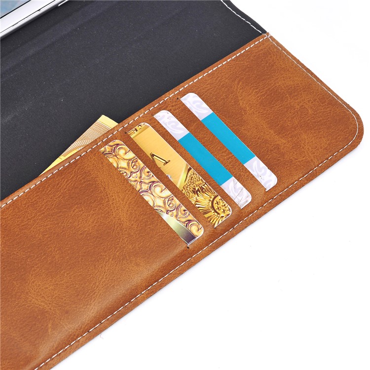 Origami Stand Universal Leather Wallet Cover for iPad Pro 12.9 Inch Etc - Brown-4