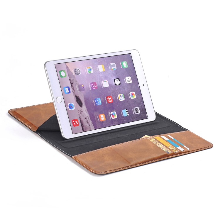 Origami Stand Universal Leather Wallet Cover for iPad Pro 12.9 Inch Etc - Brown-5