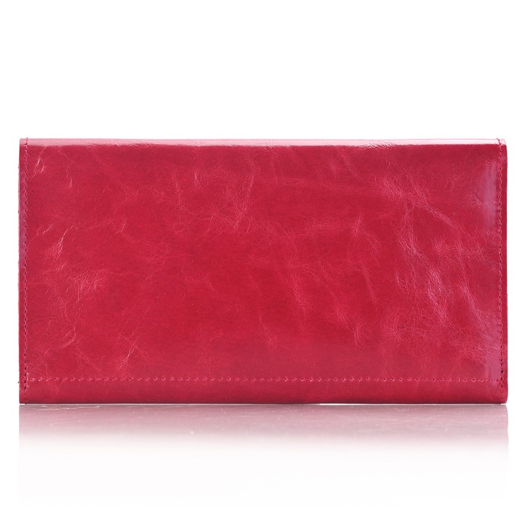 Genuine Leather Long Magnetic Wallet Phone Pouch for iPhone 7 Plus / 7, Huawei P10 Plus Etc. - Red-3