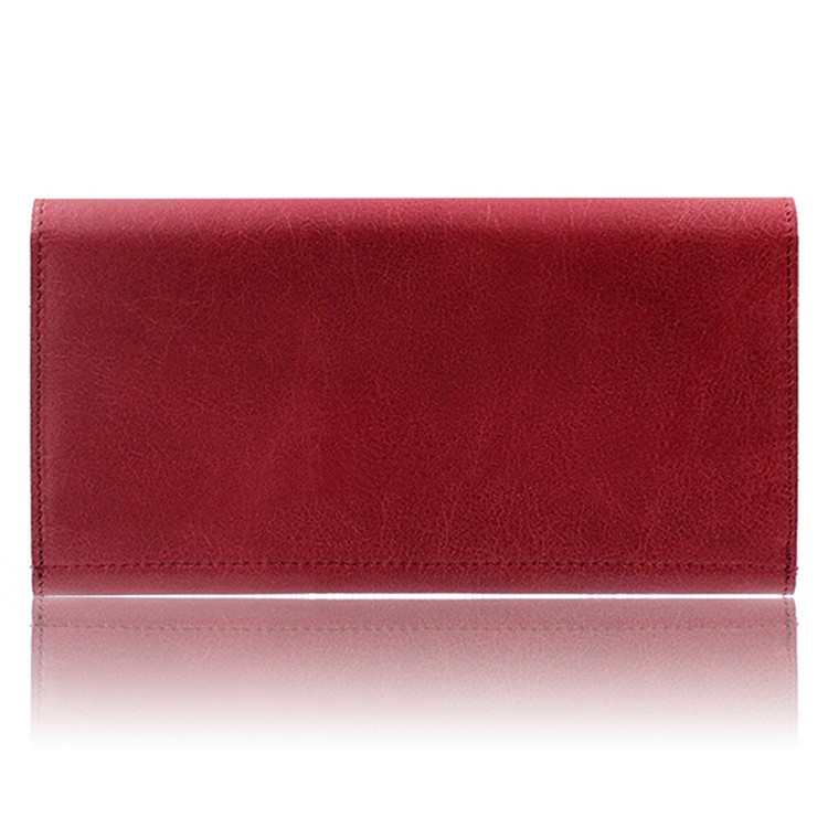 Genuine Leather Long Magnetic Wallet Phone Pouch for iPhone 7 Plus / 7, Huawei P10 Plus Etc. - Red-7