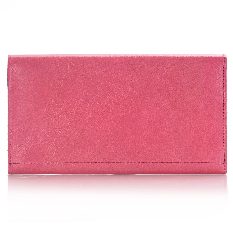 Universal Genuine Leather Long Magnetic Wallet Pouch Bag for iPhone 7 Plus / 7, Huawei P10 Plus Etc. - Rose-3