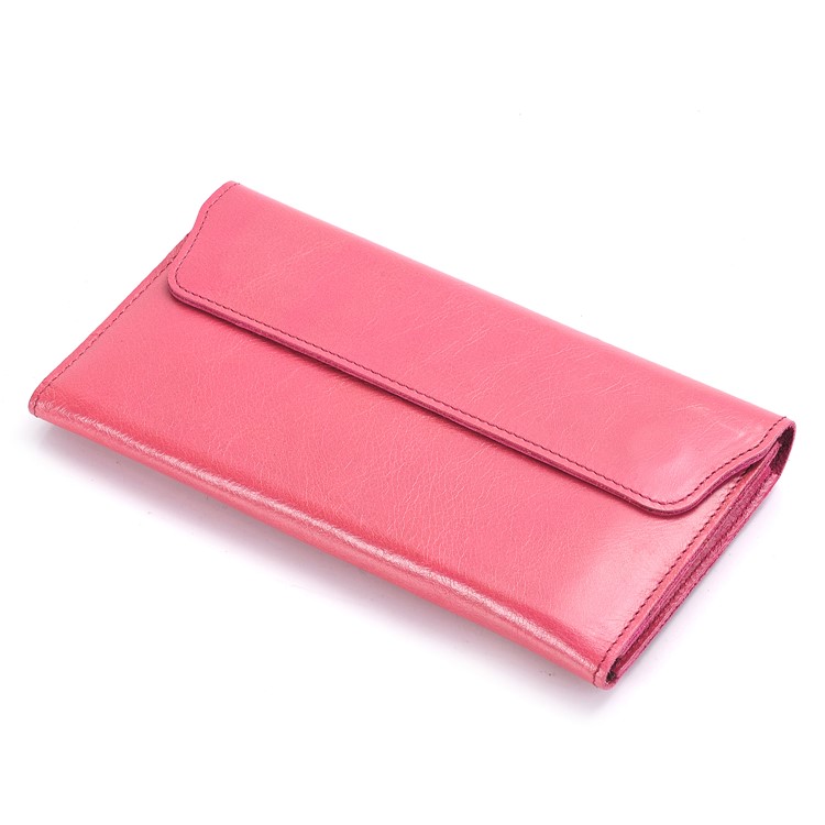 Universal Genuine Leather Long Magnetic Wallet Pouch Bag for iPhone 7 Plus / 7, Huawei P10 Plus Etc. - Rose-8