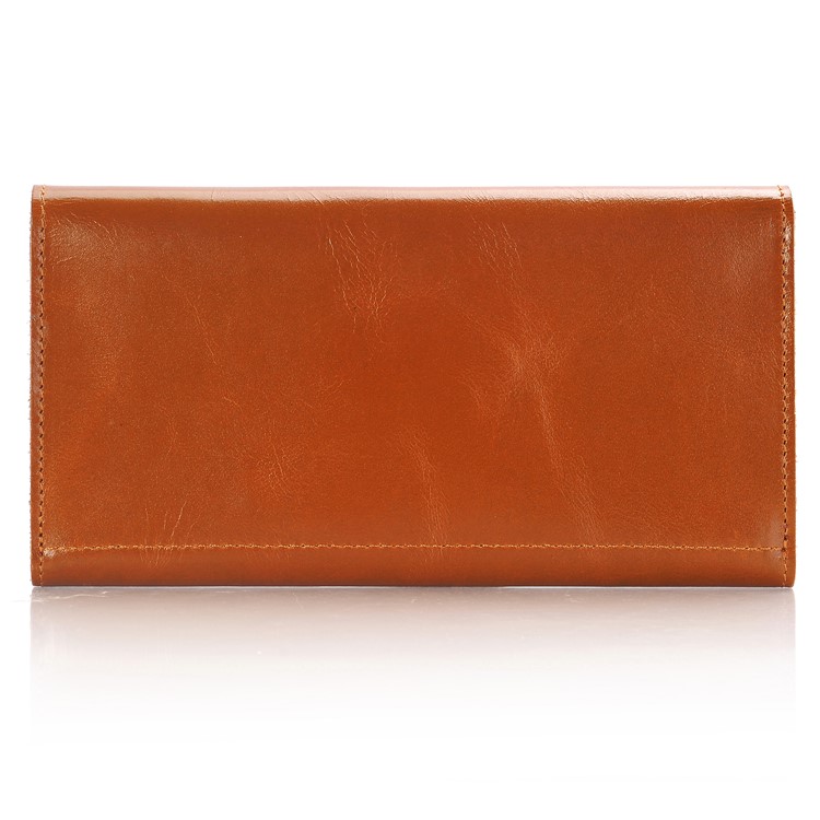 Genuine Leather Long Wallet Pouch Case with Card Slots for iPhone 7 Plus / 7, Huawei P10 Plus Etc. - Dark Brown-3
