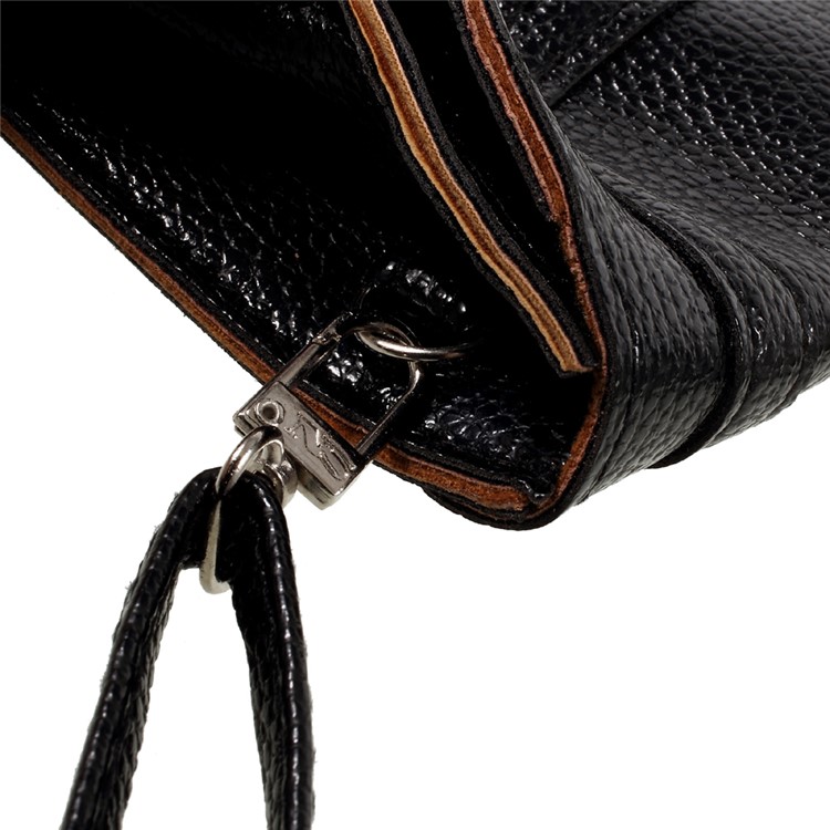 Universal Woman Leather Case with Shoulder Strap for iPhone 7 Plus/Samsung Galaxy S8 Plus, Size: 175 x 105mm - Black-11