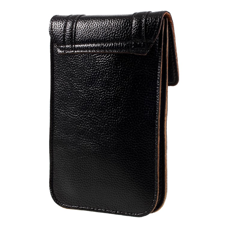 Universal Woman Leather Case with Shoulder Strap for iPhone 7 Plus/Samsung Galaxy S8 Plus, Size: 175 x 105mm - Black-2