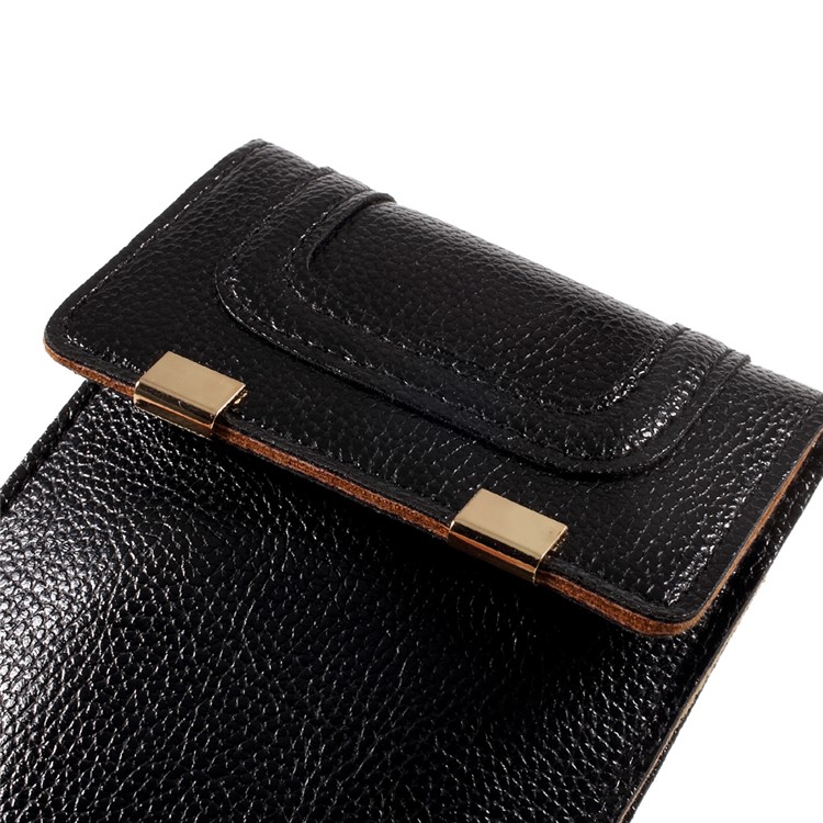 Universal Woman Leather Case with Shoulder Strap for iPhone 7 Plus/Samsung Galaxy S8 Plus, Size: 175 x 105mm - Black-8