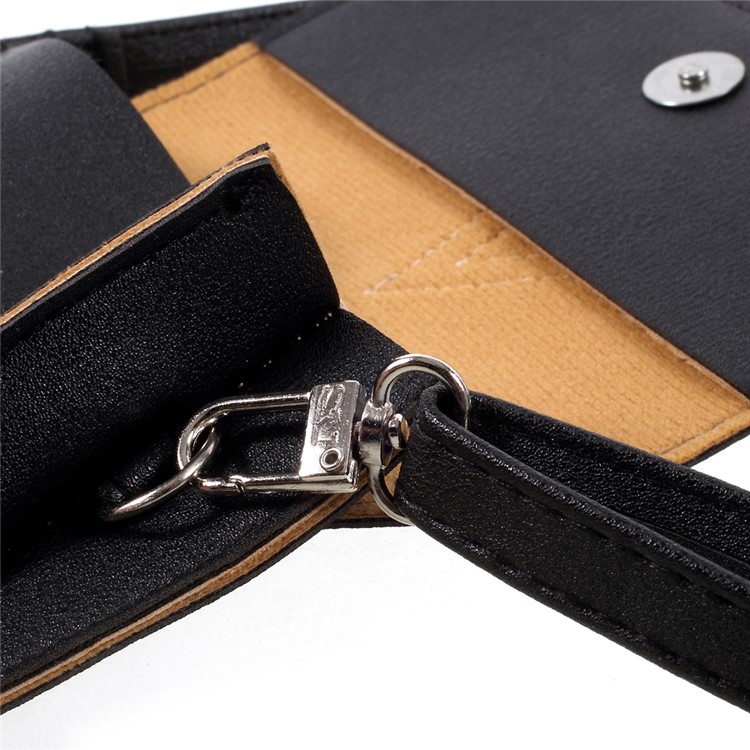 Universal Woman Leather Pouch Case with Shoulder Strap for iPhone 7 Plus/Samsung Galaxy S8 Plus, Size: 172 x 105mm - Black-10