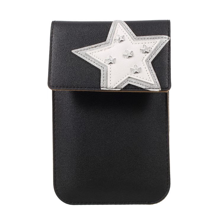 Universal Woman Leather Pouch Case with Shoulder Strap for iPhone 7 Plus/Samsung Galaxy S8 Plus, Size: 172 x 105mm - Black-2