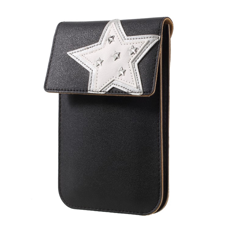 Universal Woman Leather Pouch Case with Shoulder Strap for iPhone 7 Plus/Samsung Galaxy S8 Plus, Size: 172 x 105mm - Black-3